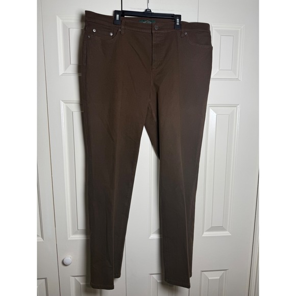 Lauren Ralph Lauren Denim - Lauren Ralph Lauren Brown Slim Leg Jeans Womens 16W Cotton Blend Stretch Pants
